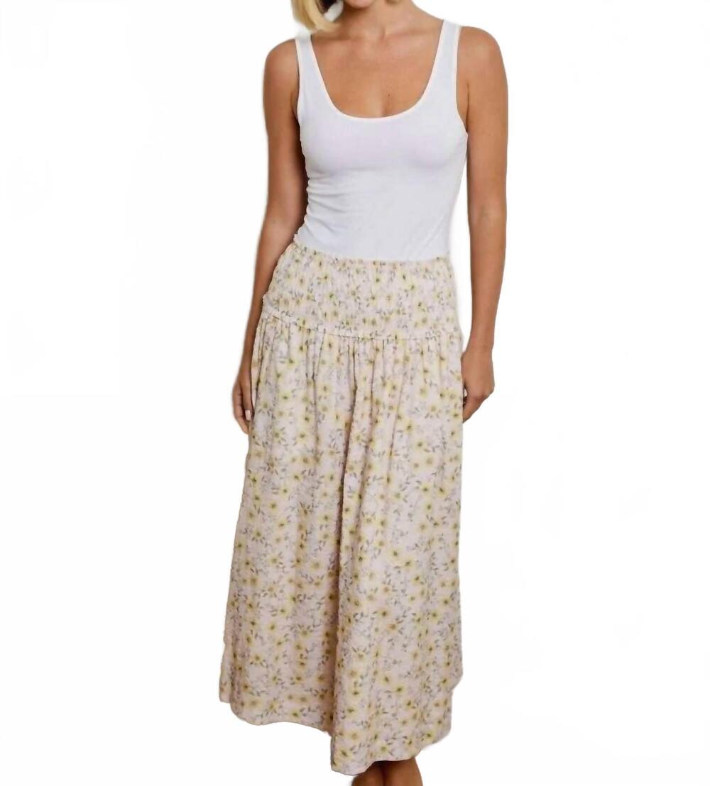 NEW DESIGN HISTORY floral waves printed skirt in white
